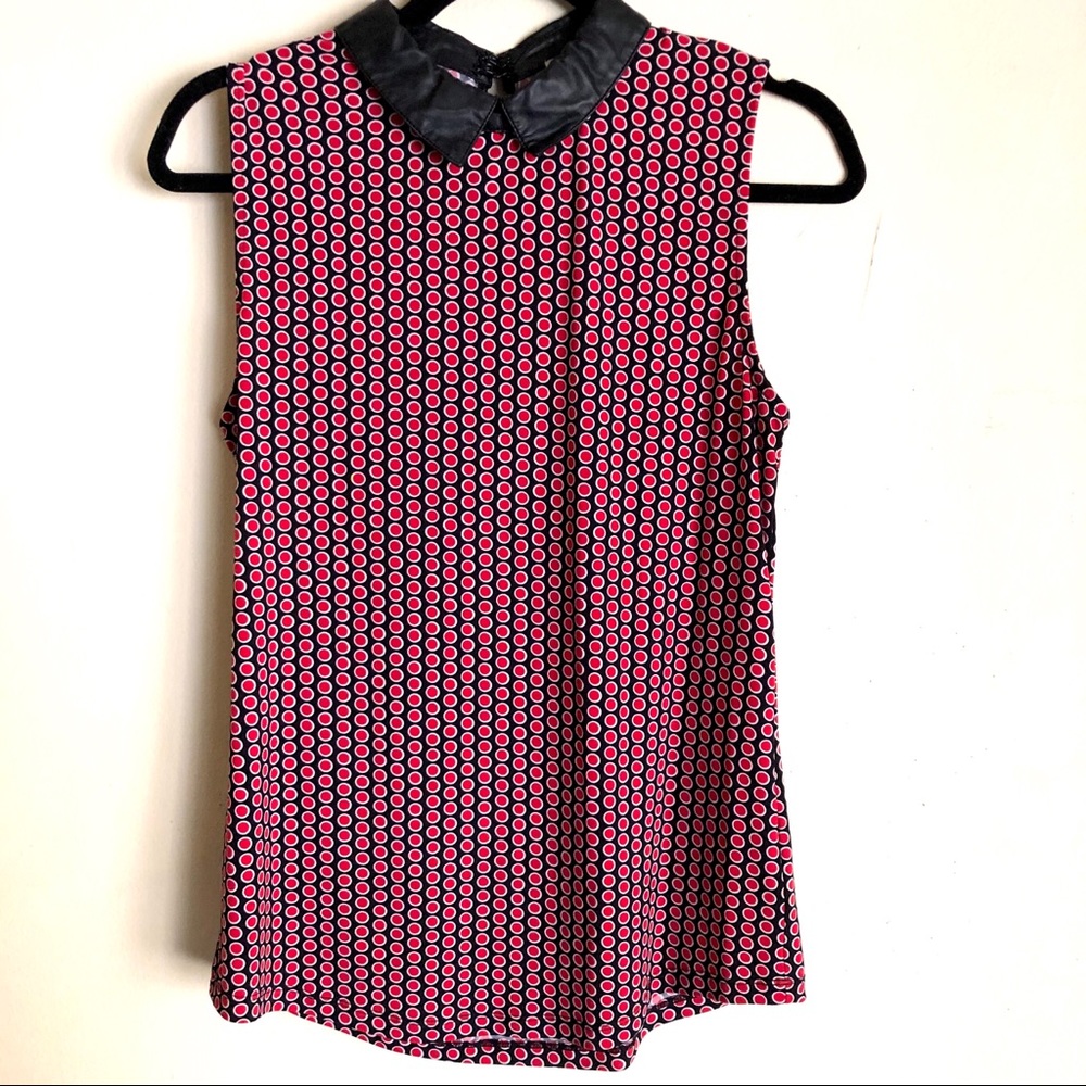 Anne Klein sleeveless faux leather collar